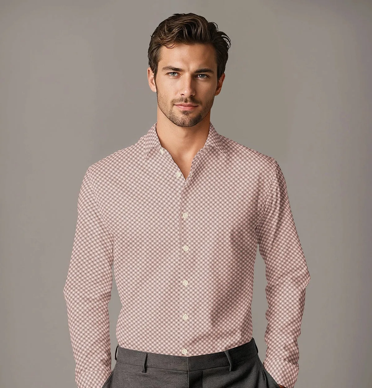 Pure Cotton - Semi-Spread Collar - Long Sleeve - Sand Tile sold by Airthreads product image thumbnail 3