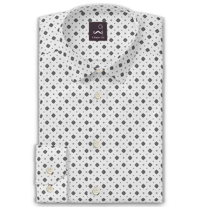 Pure Cotton - Semi-Spread Collar - Long Sleeve - Floral Heritage sold by Airthreads