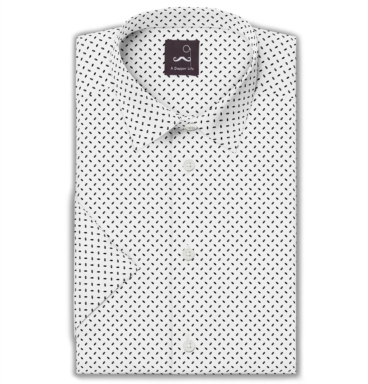 Pure Cotton - Semi-Spread Collar - Short Sleeve - Oval Drop sold by Airthreads