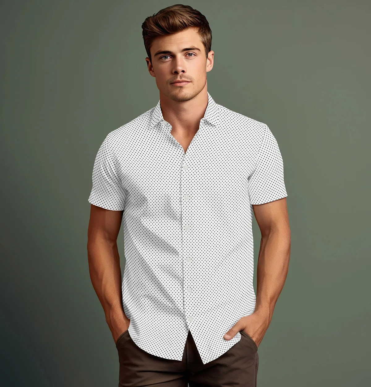Pure Cotton - Semi-Spread Collar - Short Sleeve - Oval Drop sold by Airthreads product image thumbnail 4