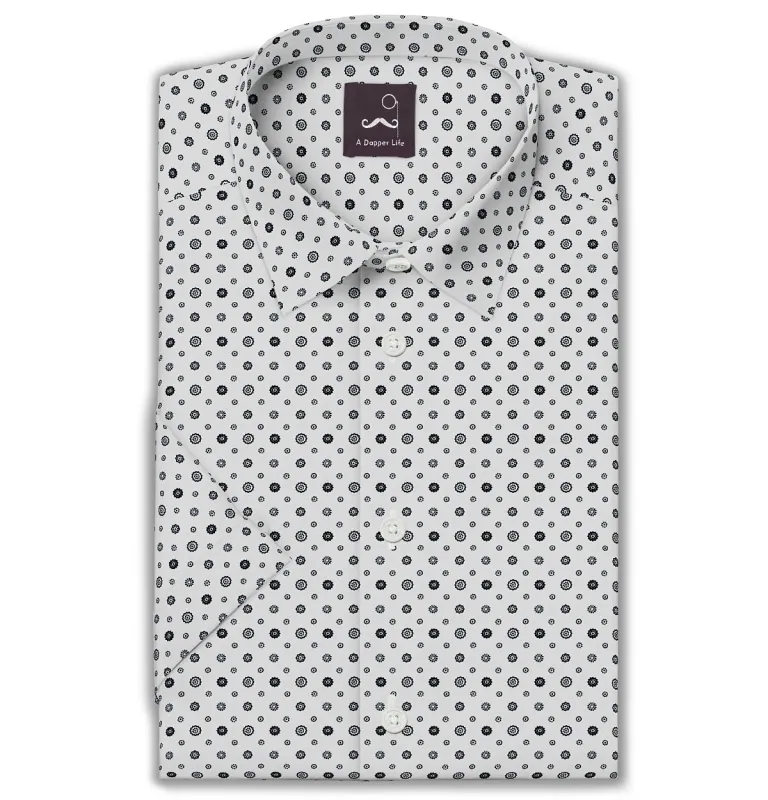 Pure Cotton - Semi-Spread Collar - Short Sleeve - Star Flora sold by Airthreads