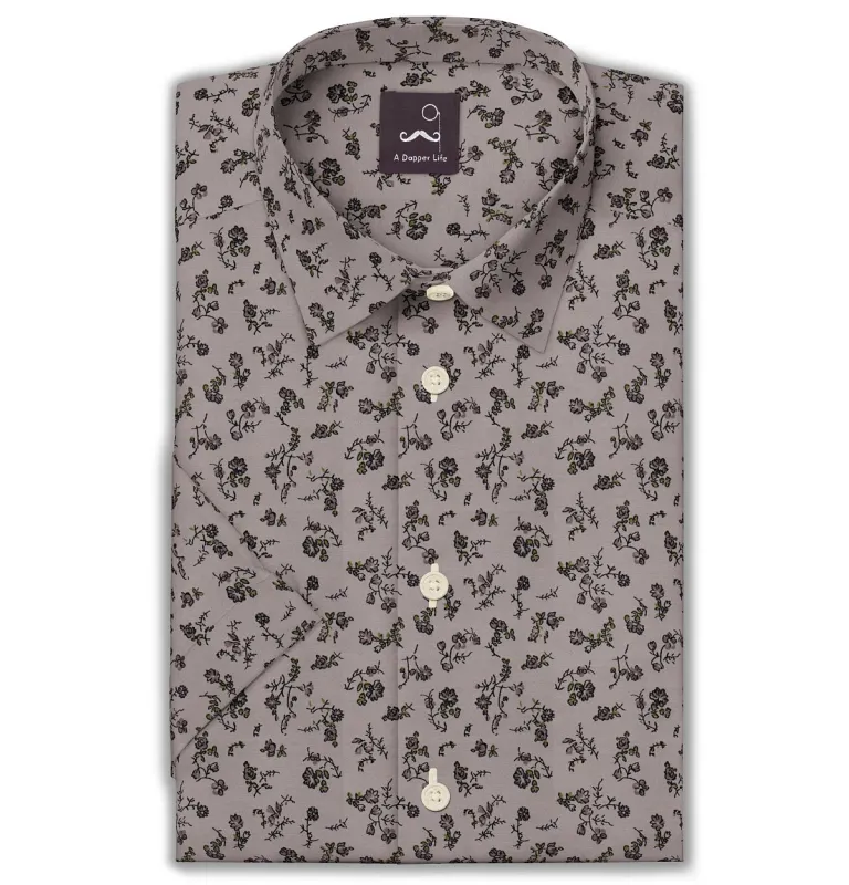Pure Cotton - Semi-Spread Collar - Short Sleeve - Shadow Bloom sold by Airthreads