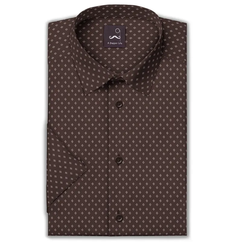 Pure Cotton - Semi-Spread Collar - Short Sleeve - Desert Motif sold by Airthreads