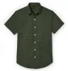 Pure Cotton - Semi-Spread Collar - Short Sleeve - Olive Motif sold by Airthreads