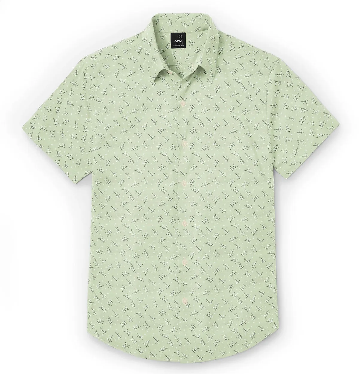 Pure Cotton - Semi-Spread Collar - Short Sleeve - Mint Hanami Bloom sold by Airthreads product image thumbnail 3