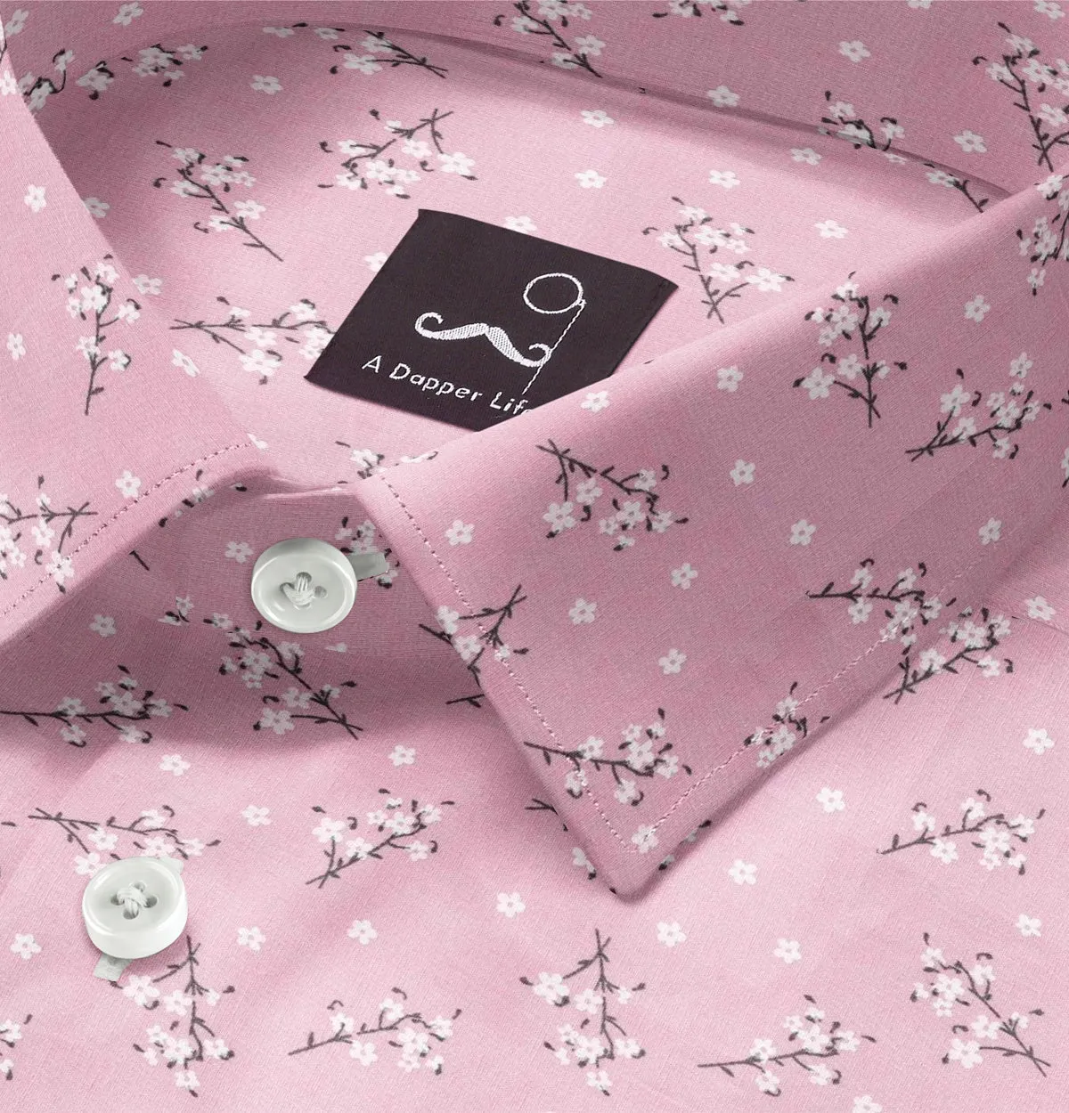 Pure Cotton - Semi-Spread Collar - Long Sleeve - Blush Hanami Bloom sold by Airthreads product image thumbnail 2