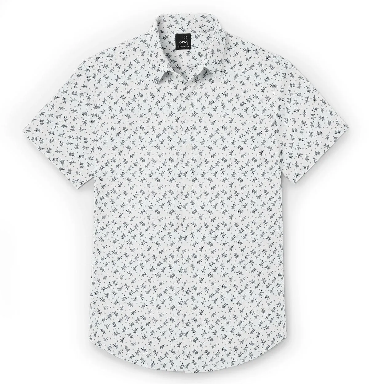 Pure Cotton - Semi-Spread Collar - Short Sleeve - White Hanami Bloom sold by Airthreads product image thumbnail 4