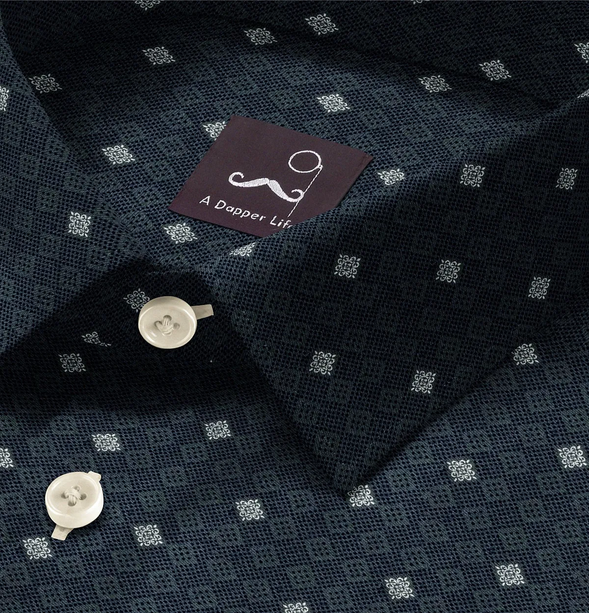 Pure Cotton - Semi-Spread Collar - Long Sleeve - Navy Tile sold by Airthreads product image thumbnail 2