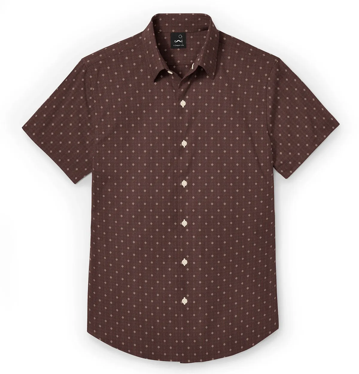 Pure Cotton - Semi-Spread Collar - Short Sleeve - Mocha Tile sold by Airthreads product image thumbnail 3