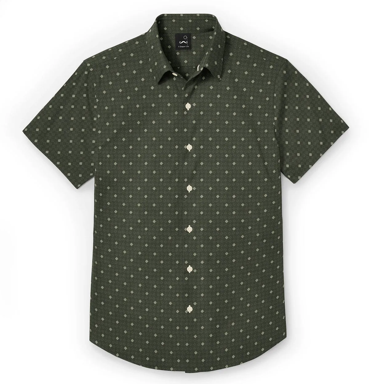 Pure Cotton - Semi-Spread Collar - Short Sleeve - Moss Tile sold by Airthreads product image thumbnail 3