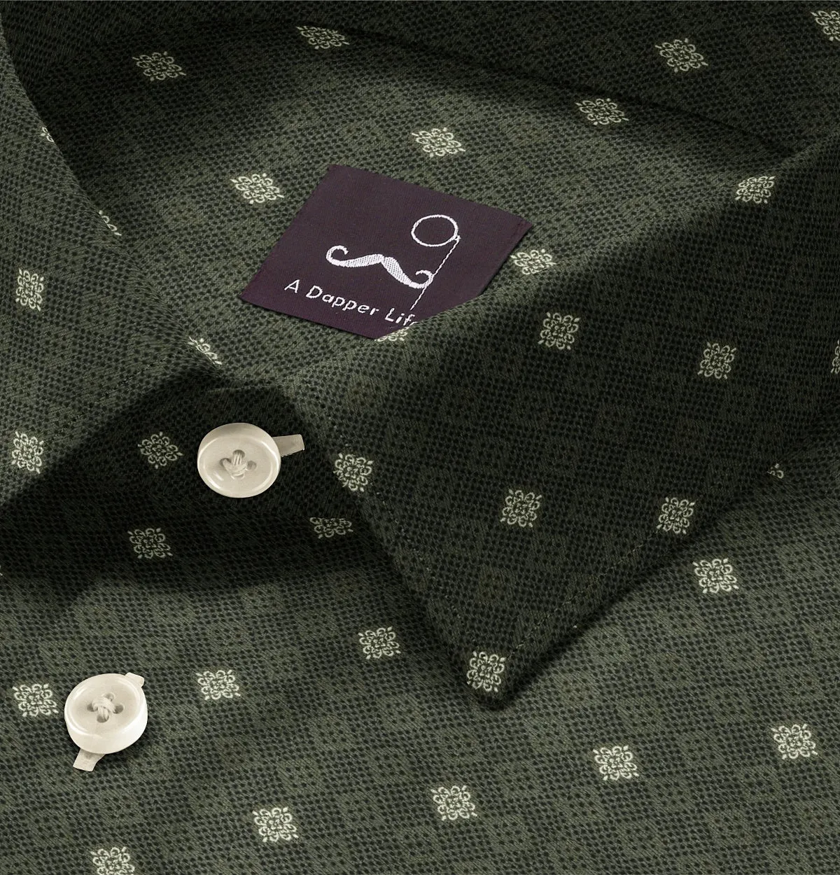 Pure Cotton - Semi-Spread Collar - Long Sleeve - Moss Tile sold by Airthreads product image thumbnail 2