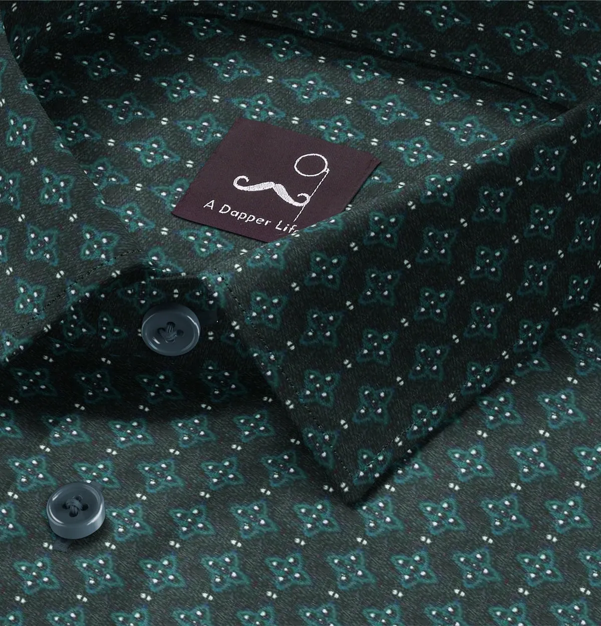 Pure Cotton - Semi-Spread Collar - Short Sleeve - Forest Leaf Lattice sold by Airthreads product image thumbnail 2