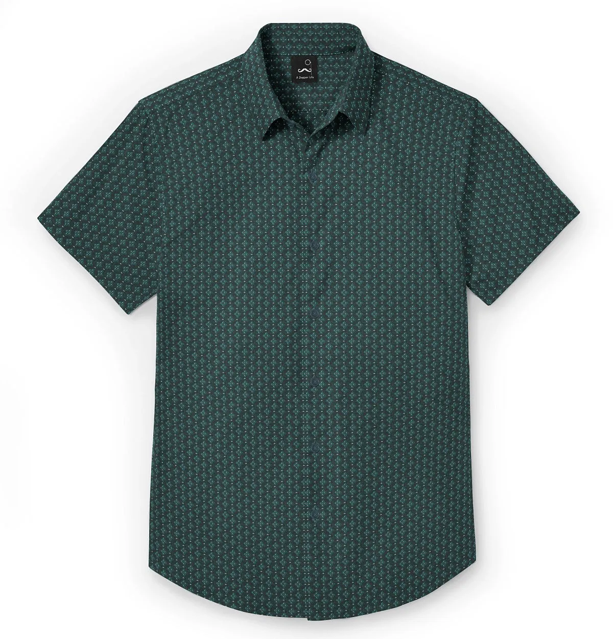 Pure Cotton - Semi-Spread Collar - Short Sleeve - Forest Leaf Lattice sold by Airthreads product image thumbnail 3
