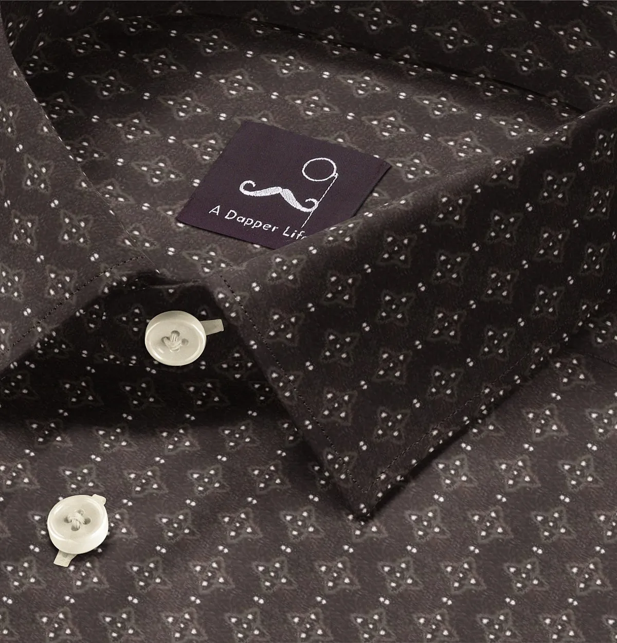 Pure Cotton - Semi-Spread Collar - Long Sleeve - Coffee Leaf Lattice sold by Airthreads product image thumbnail 2