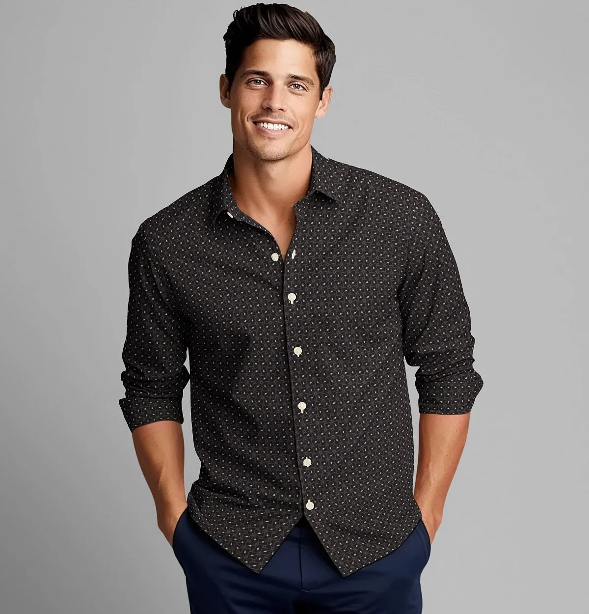 Pure Cotton - Semi-Spread Collar - Long Sleeve - Shadow Lattice sold by Airthreads product image thumbnail 3