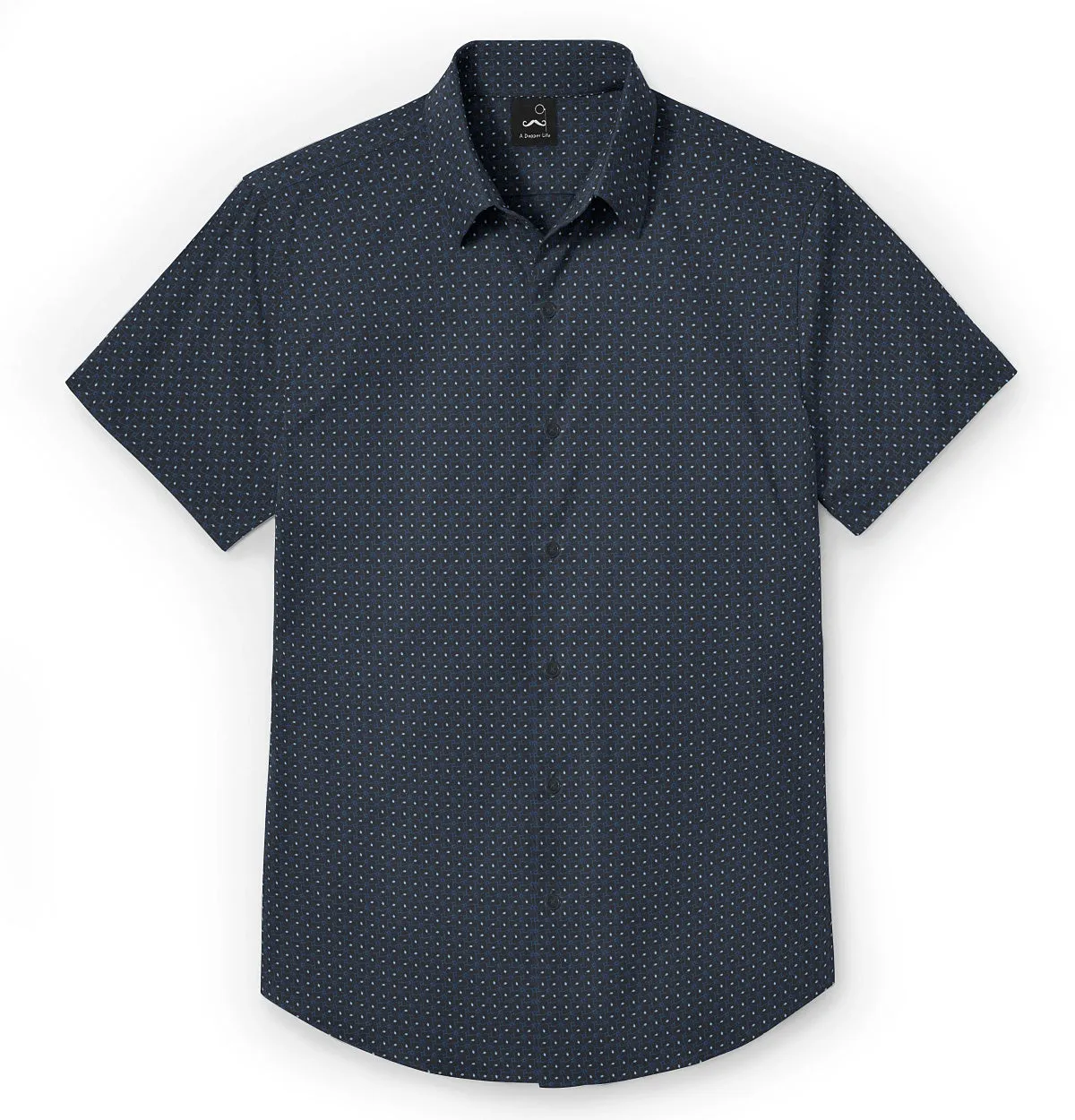 Pure Cotton - Semi-Spread Collar - Short Sleeve - Midnight Lattice sold by Airthreads product image thumbnail 3