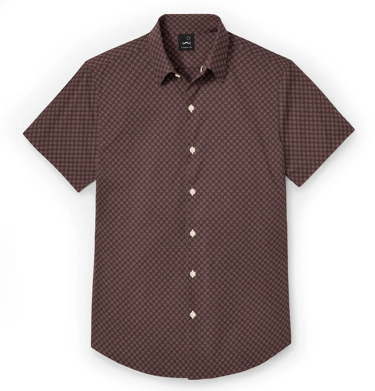 Pure Cotton - Semi-Spread Collar - Short Sleeve - Earth Grid sold by Airthreads product image thumbnail 3