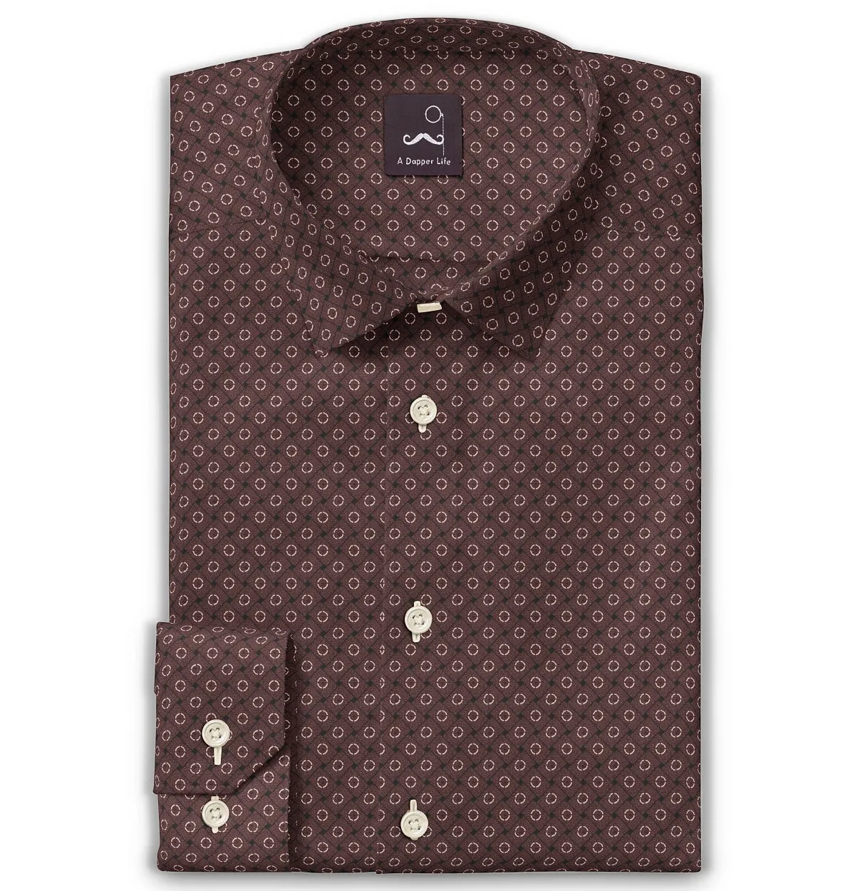 Pure Cotton - Semi-Spread Collar - Long Sleeve - Earth Grid sold by Airthreads