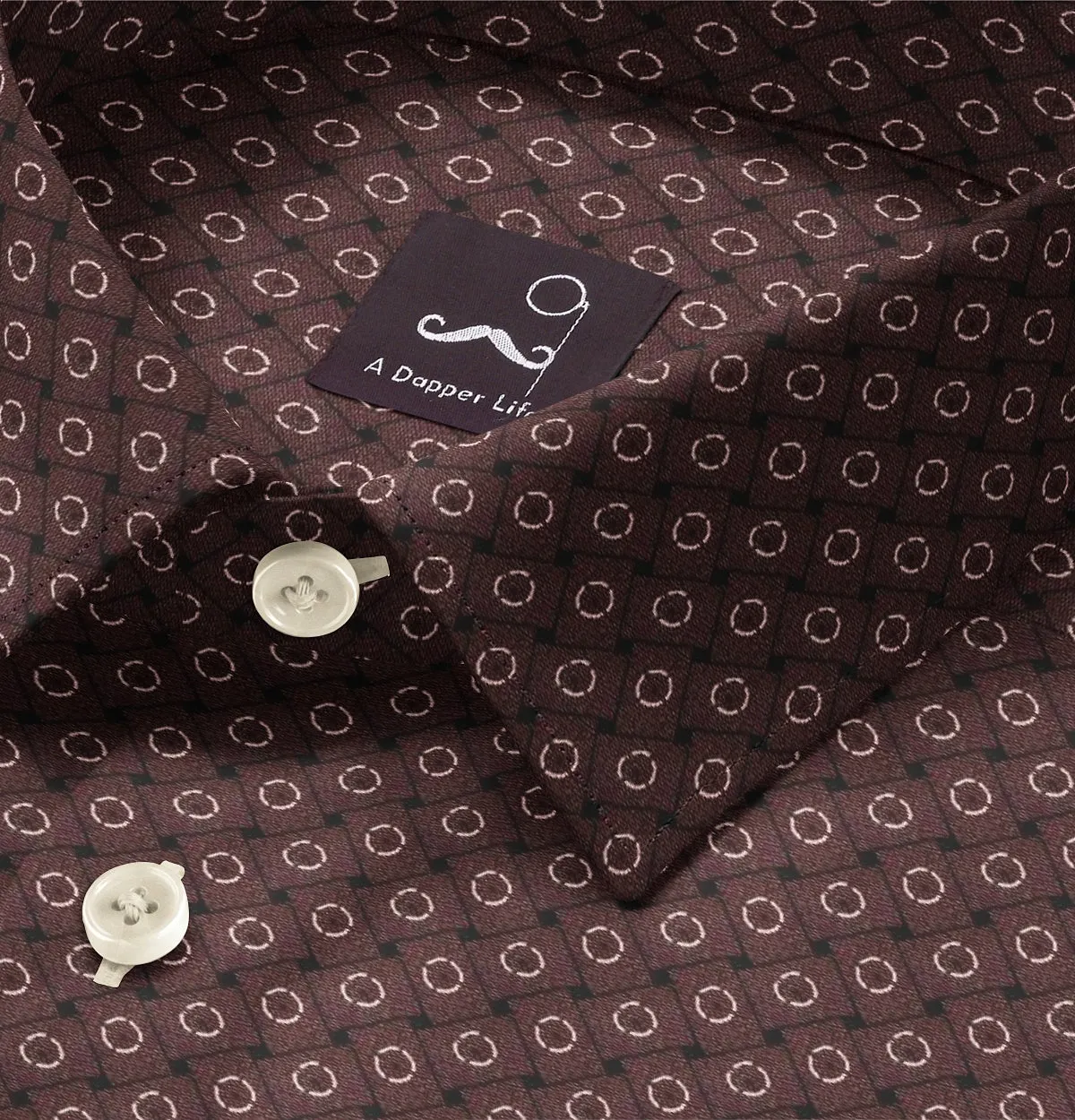 Pure Cotton - Semi-Spread Collar - Long Sleeve - Earth Grid sold by Airthreads product image thumbnail 2