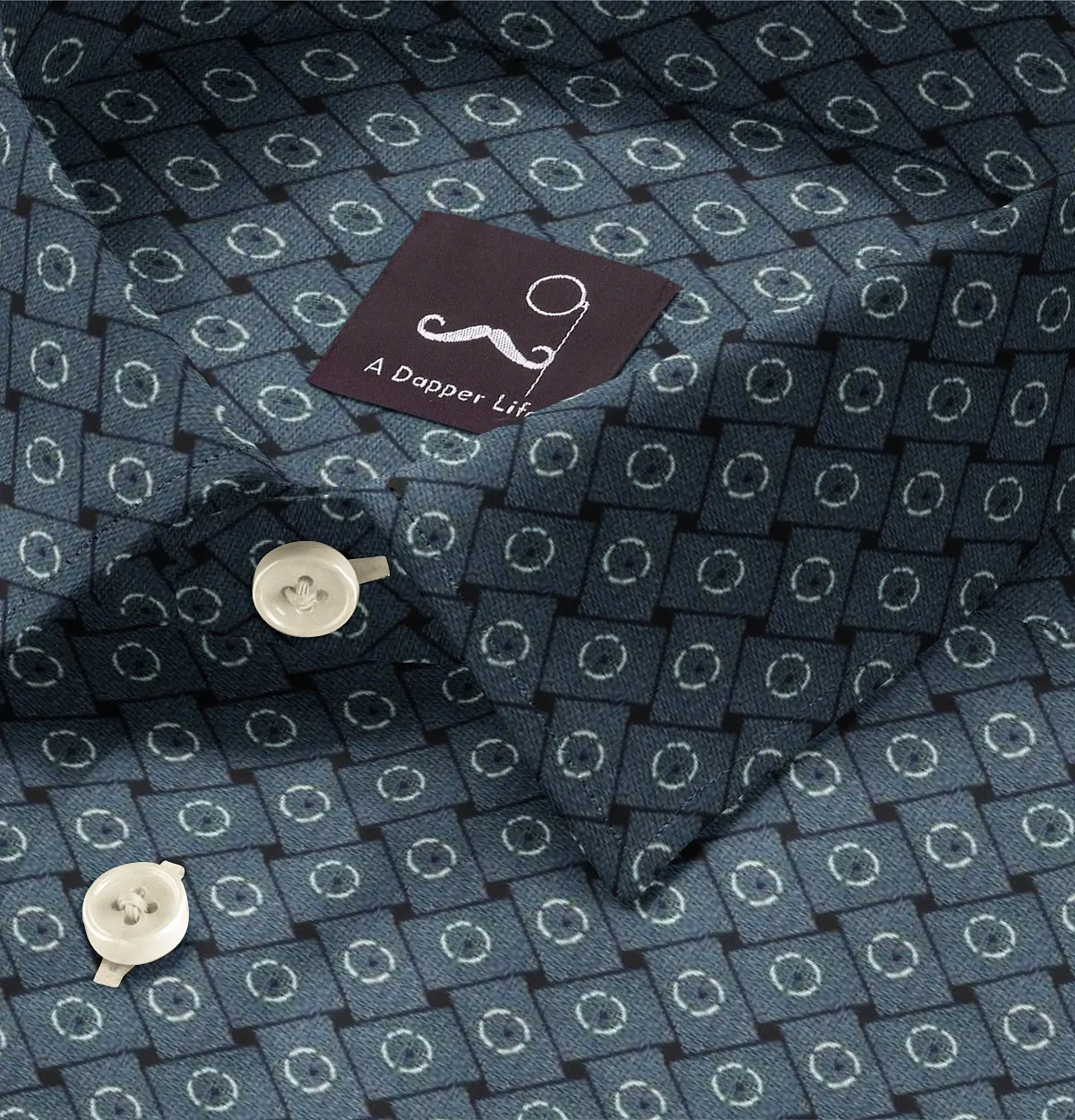 Pure Cotton - Semi-Spread Collar - Long Sleeve - Twilight Grid sold by Airthreads product image thumbnail 2