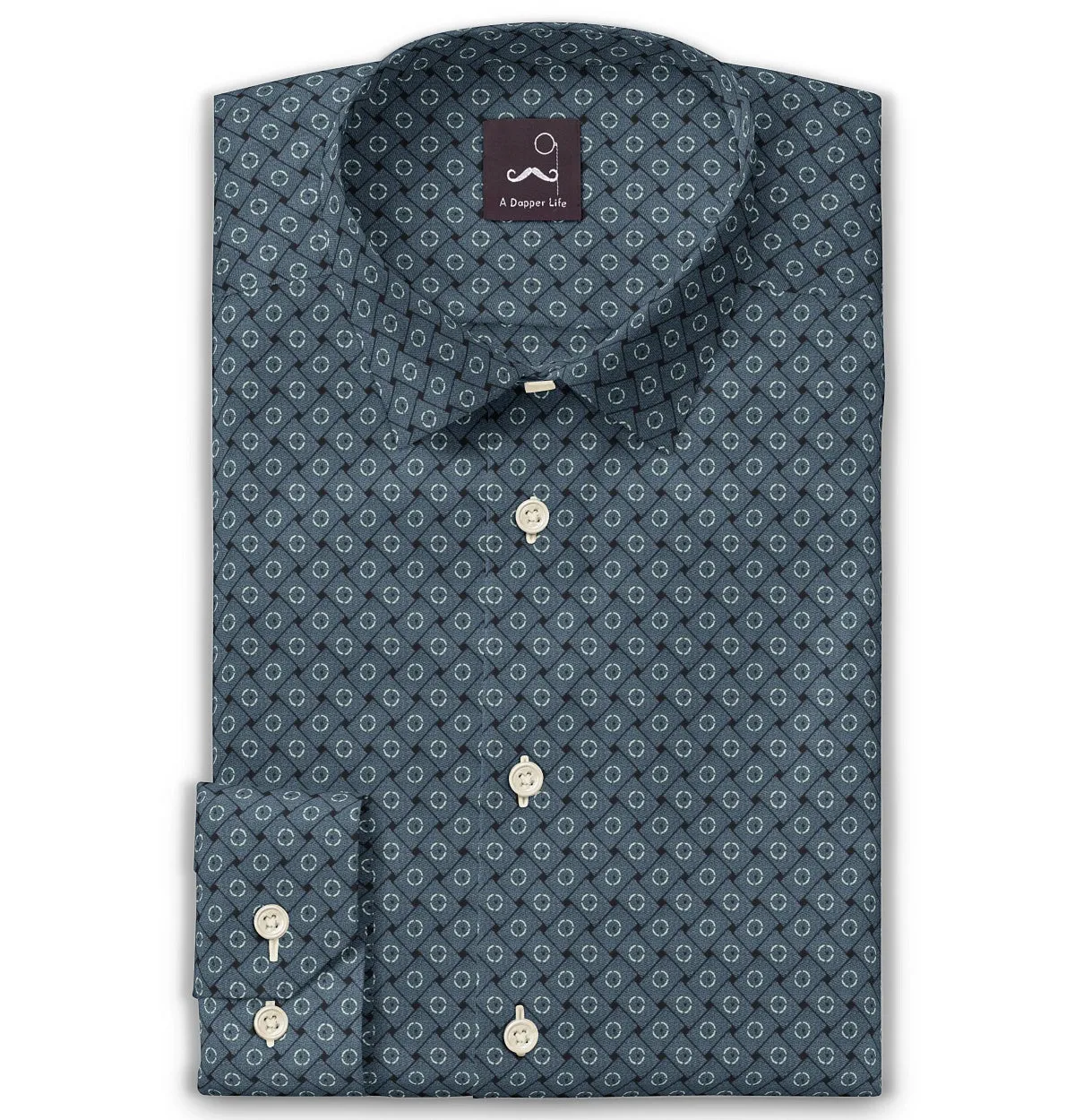 Pure Cotton - Semi-Spread Collar - Long Sleeve - Twilight Grid sold by Airthreads