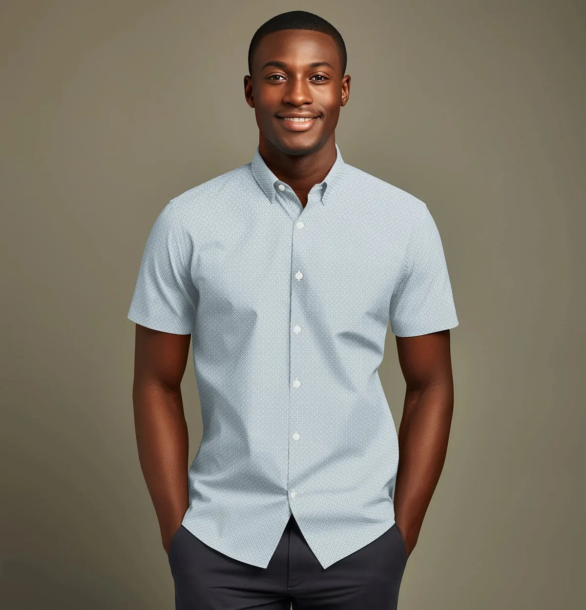 Pure Cotton - Semi-Spread Collar - Short Sleeve - Blizzard sold by Airthreads product image thumbnail 4