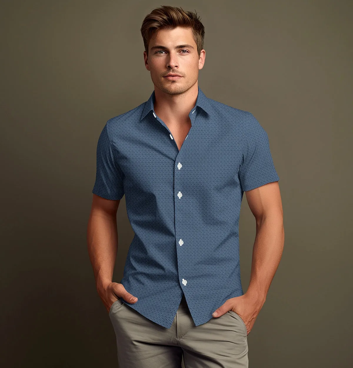 Pure Cotton - Semi-Spread Collar - Short Sleeve - Celestial Ring sold by Airthreads product image thumbnail 4