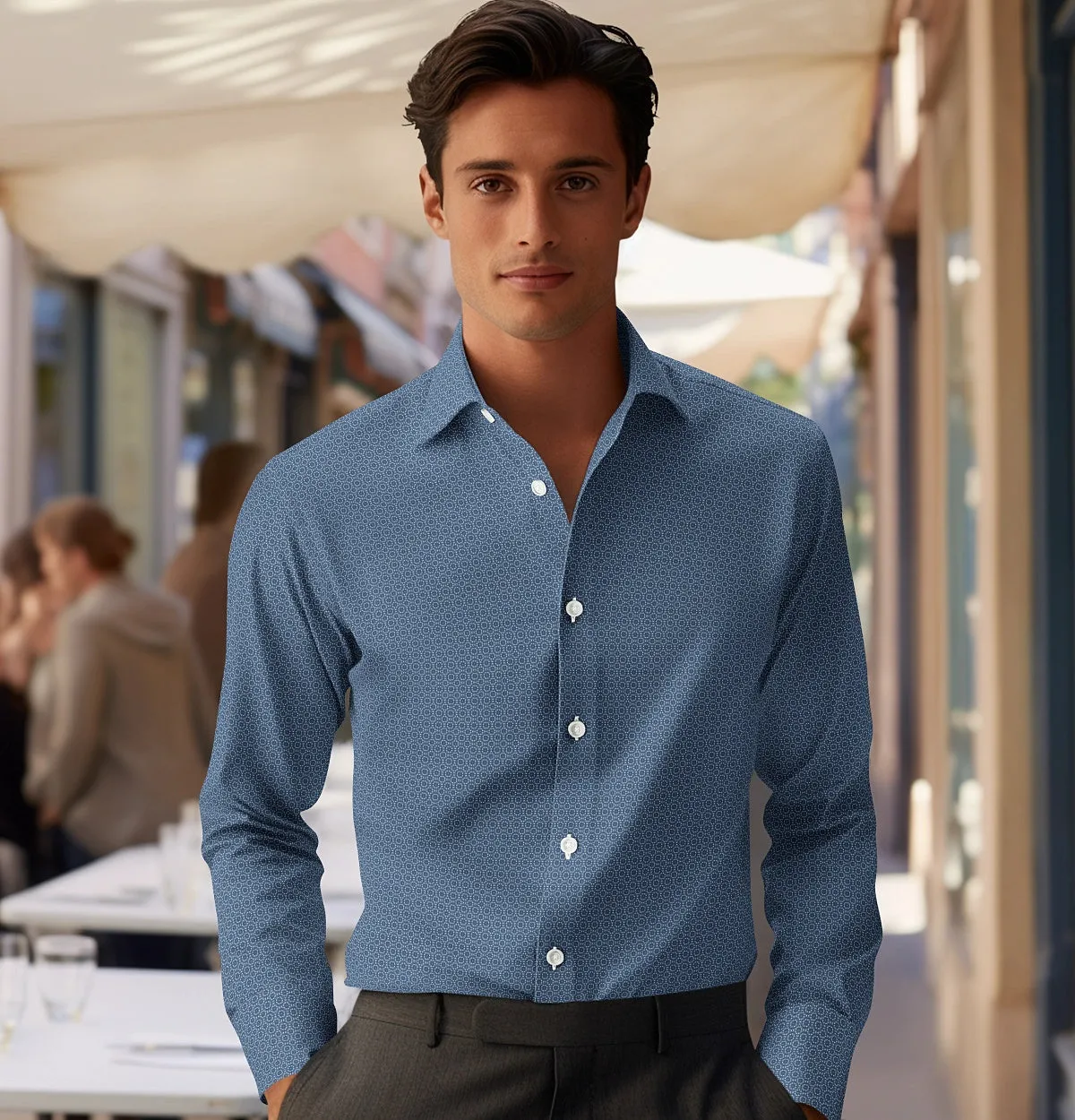 Pure Cotton - Semi-Spread Collar - Long Sleeve - Celestial Ring sold by Airthreads product image thumbnail 3