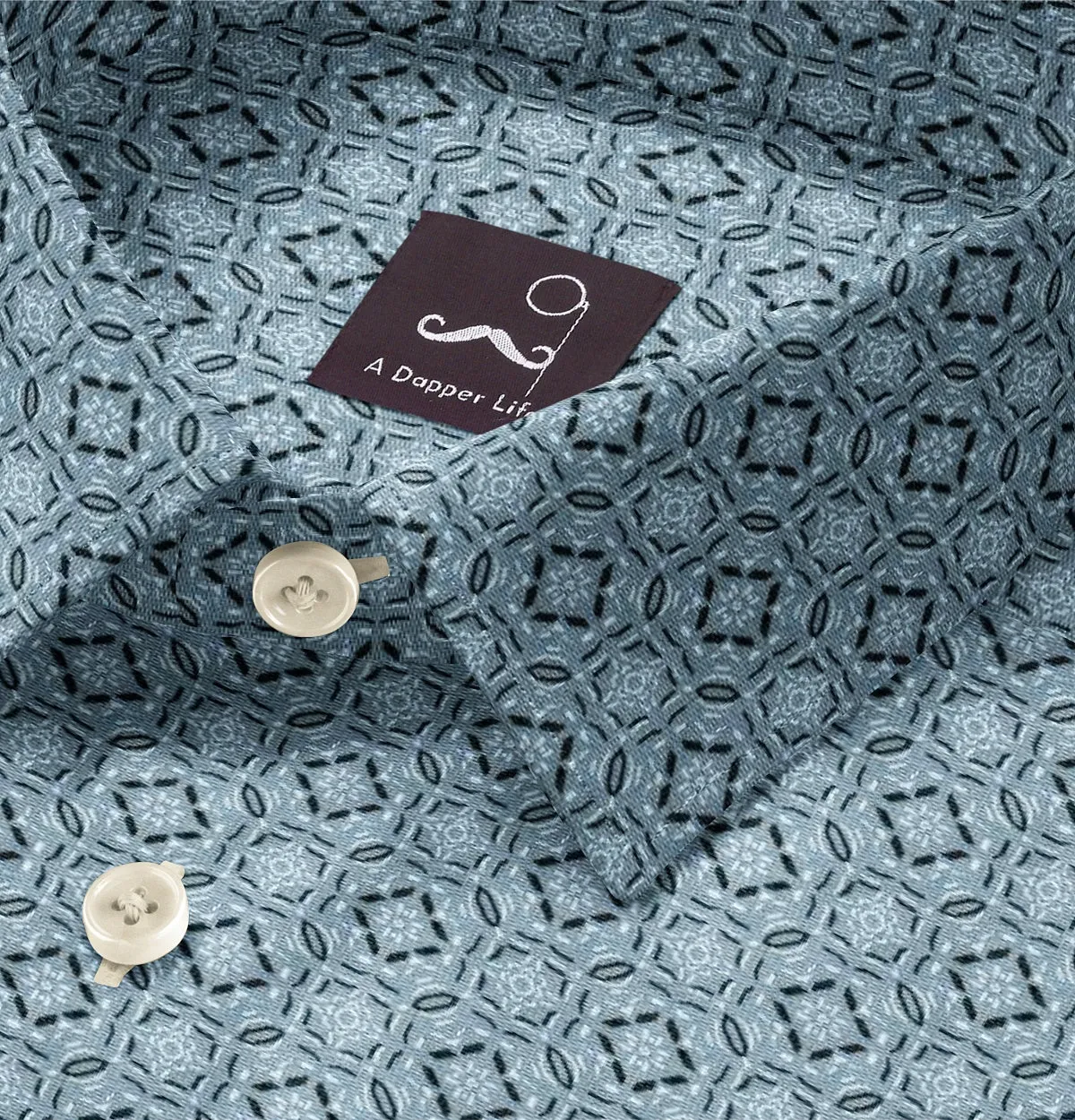 Pure Cotton - Semi-Spread Collar - Short Sleeve - Glarier Tile sold by Airthreads product image thumbnail 2