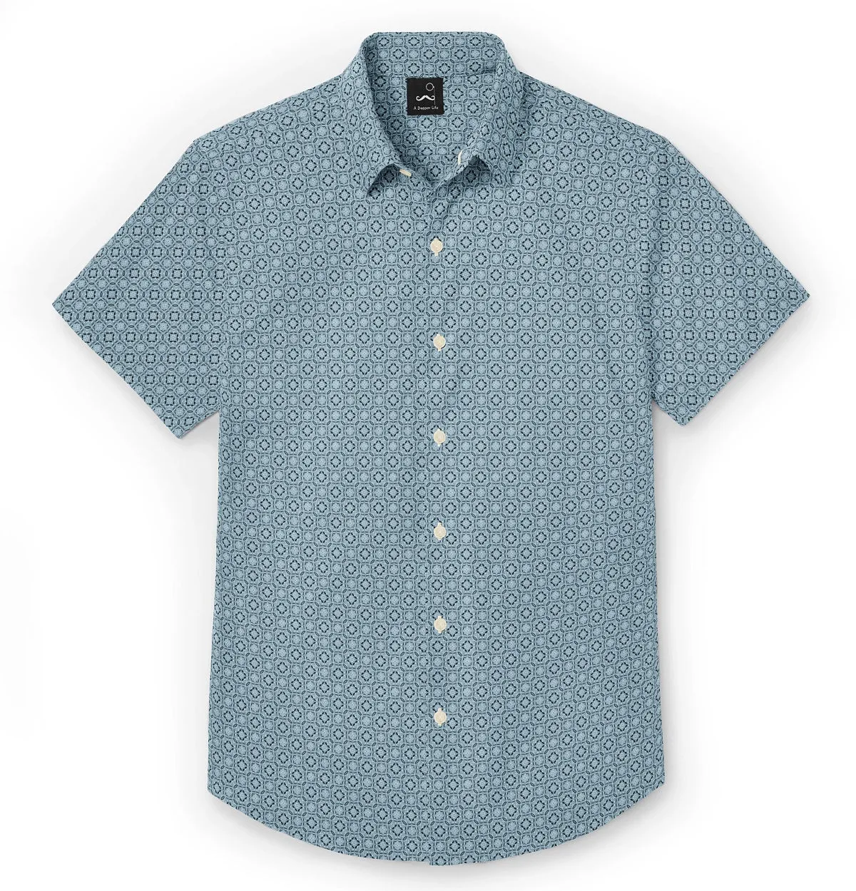Pure Cotton - Semi-Spread Collar - Short Sleeve - Glarier Tile sold by Airthreads product image thumbnail 3