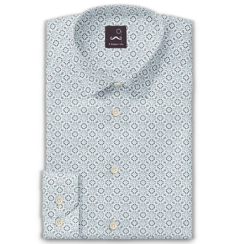 Pure Cotton - Semi-Spread Collar - Long Sleeve - Frost Tile sold by Airthreads