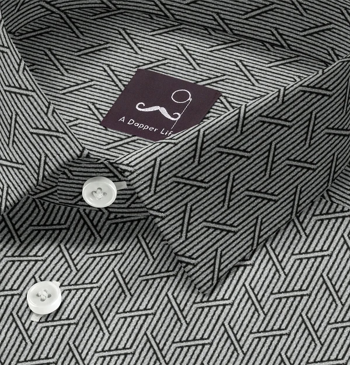 Pure Cotton - Semi-Spread Collar - Long Sleeve - Graphite Maze sold by Airthreads product image thumbnail 2