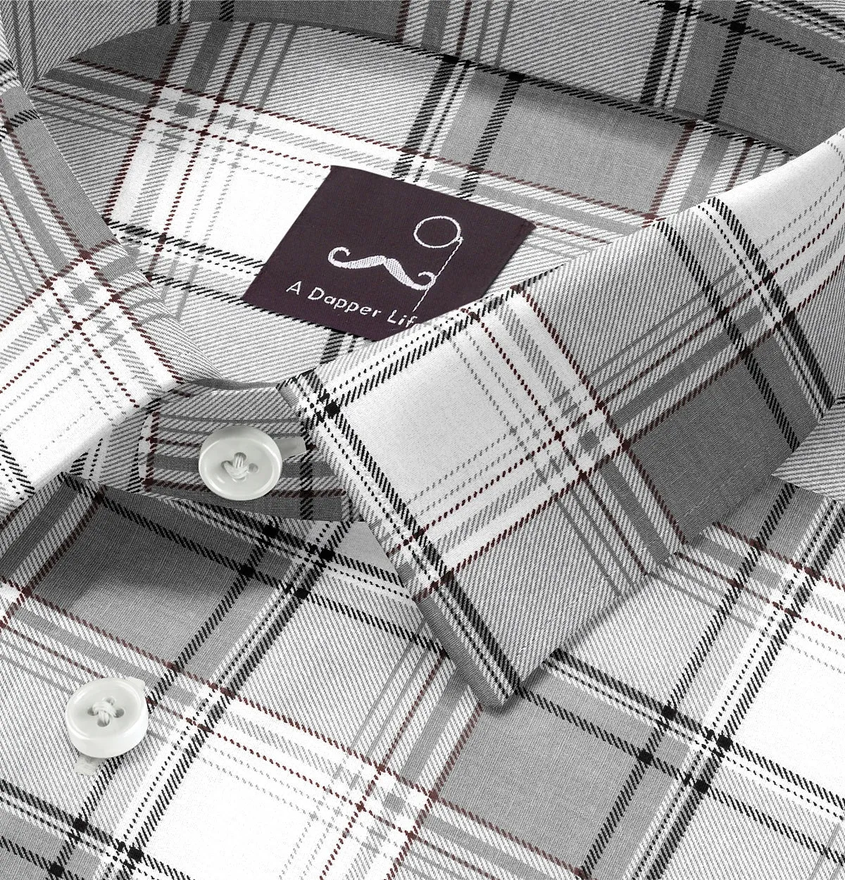 Pure Cotton - Semi-Spread Collar - Short Sleeve - Glacier Check sold by Airthreads product image thumbnail 2