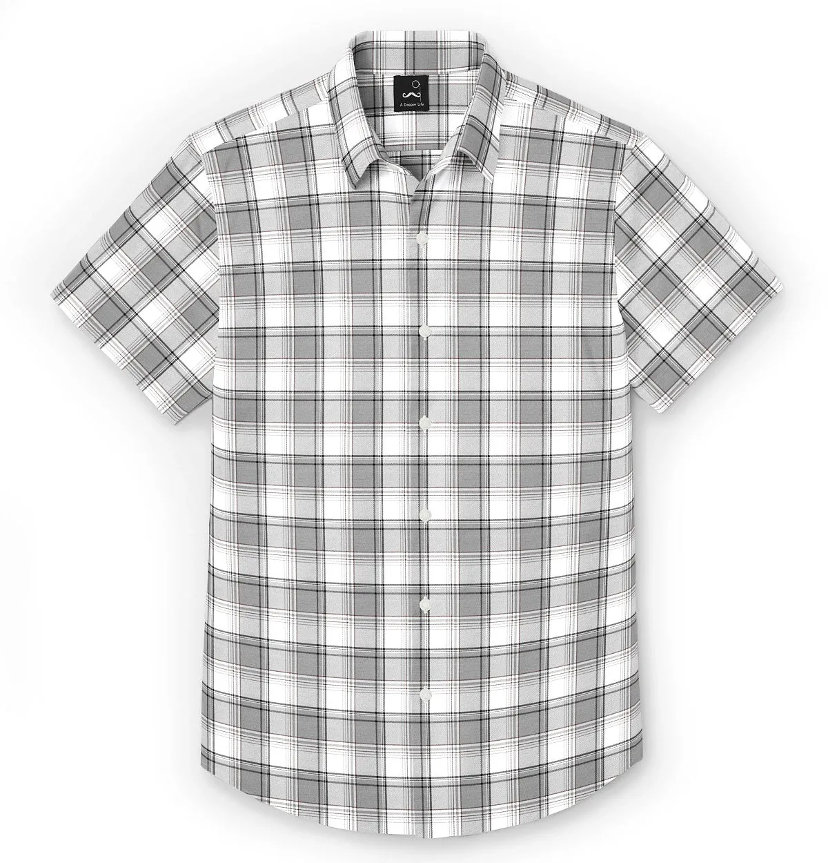 Pure Cotton - Semi-Spread Collar - Short Sleeve - Glacier Check sold by Airthreads product image thumbnail 3