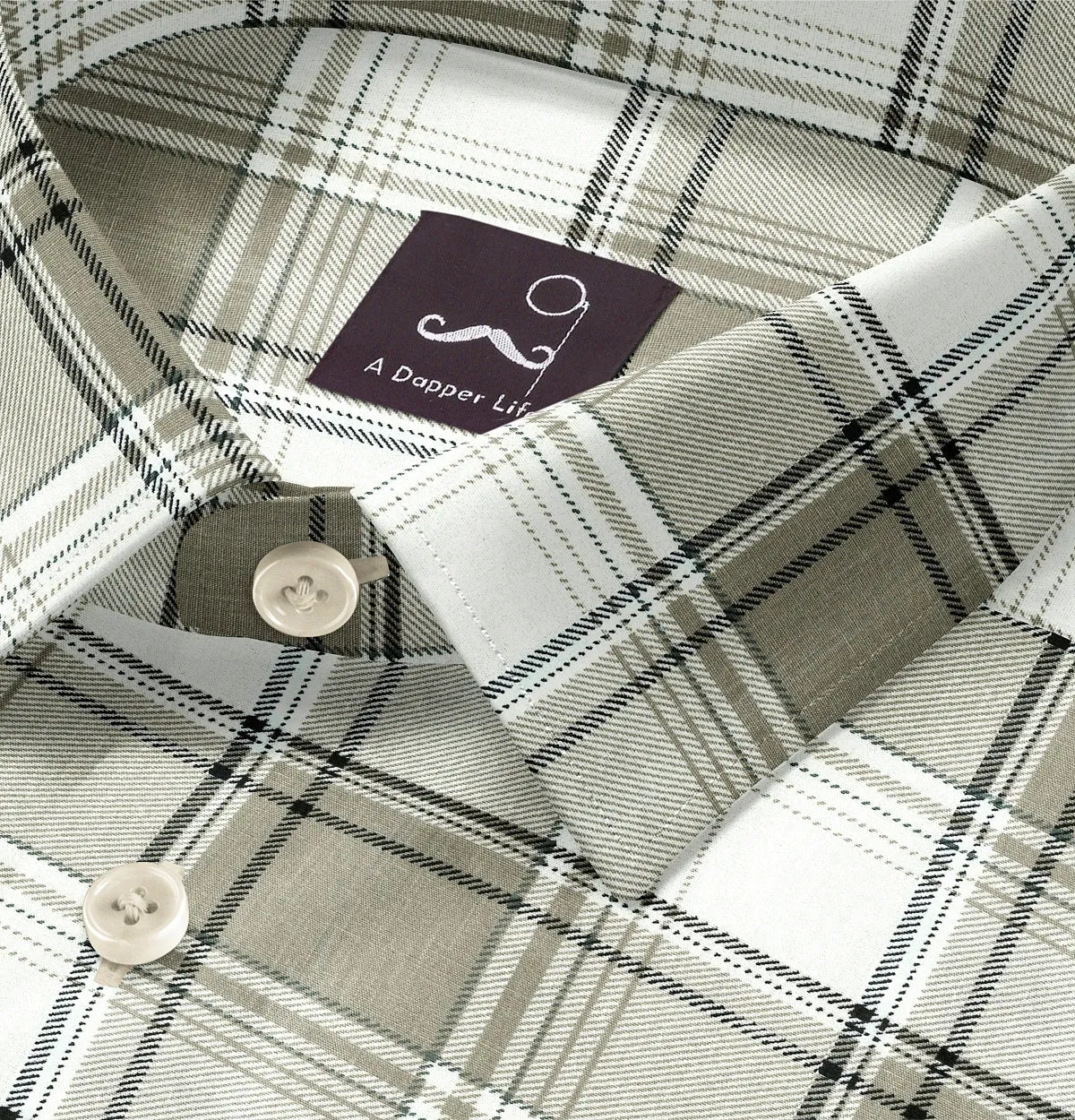 Pure Cotton - Semi-Spread Collar - Long Sleeve - Driftwood Check sold by Airthreads product image thumbnail 2