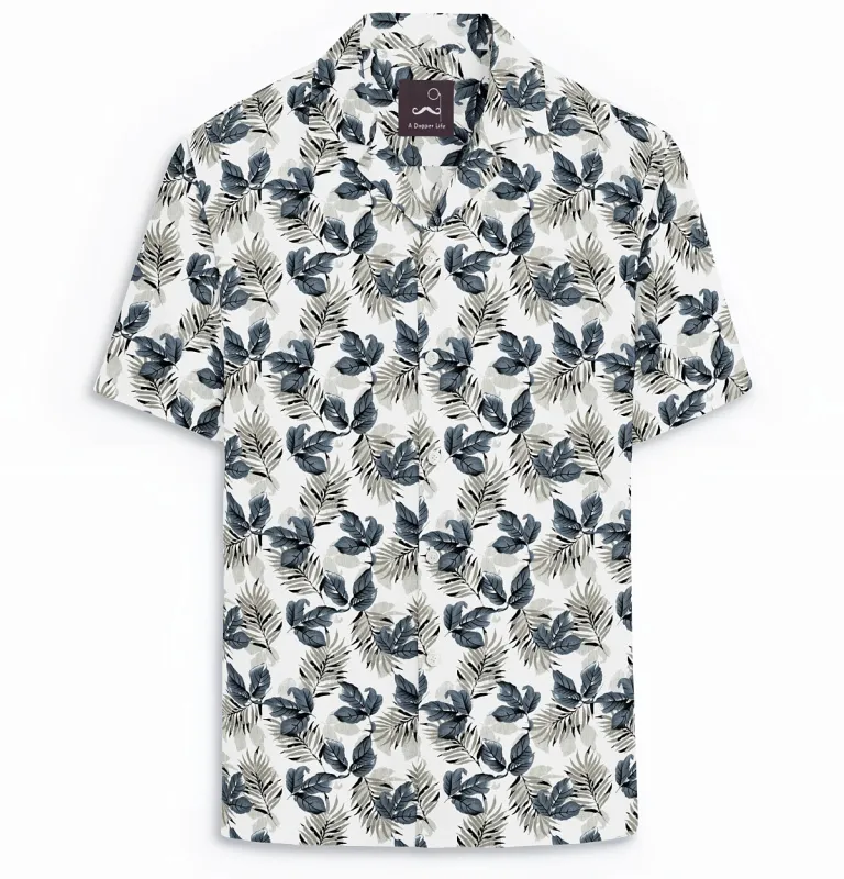 Pure Cotton - Camp Collar - Short Sleeve - Wilderness Fern sold by Airthreads