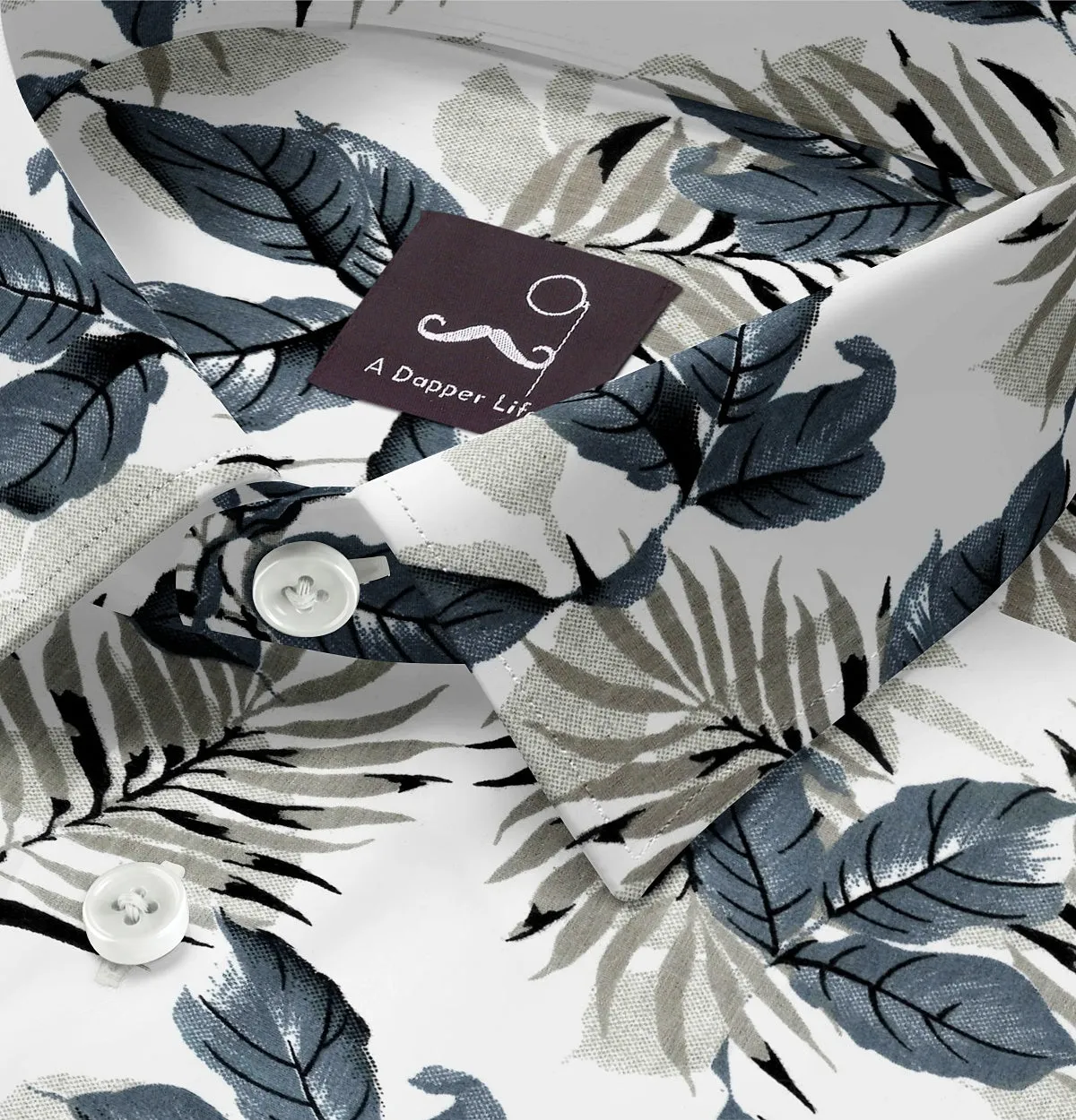 Pure Cotton - Semi-Spread Collar - Short Sleeve - Wilderness Fern sold by Airthreads product image thumbnail 2