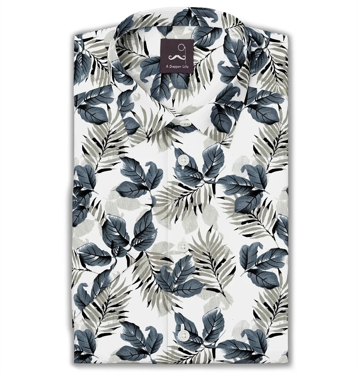 Pure Cotton - Semi-Spread Collar - Short Sleeve - Wilderness Fern sold by Airthreads