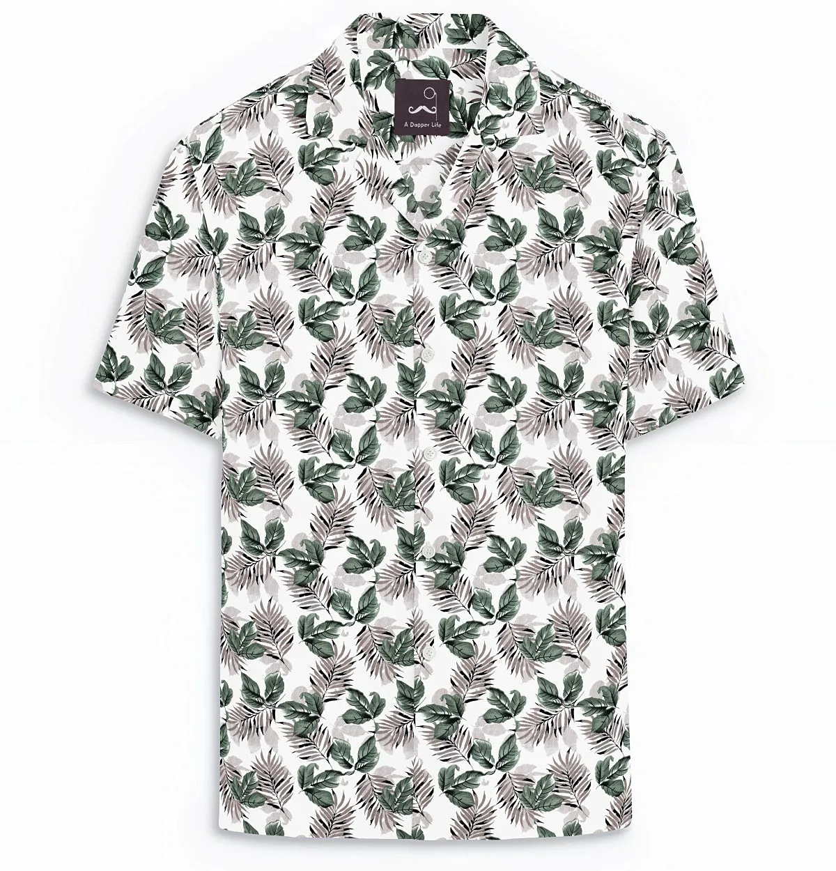 Pure Cotton - Camp Collar - Short Sleeve - Rainforest Fern sold by Airthreads