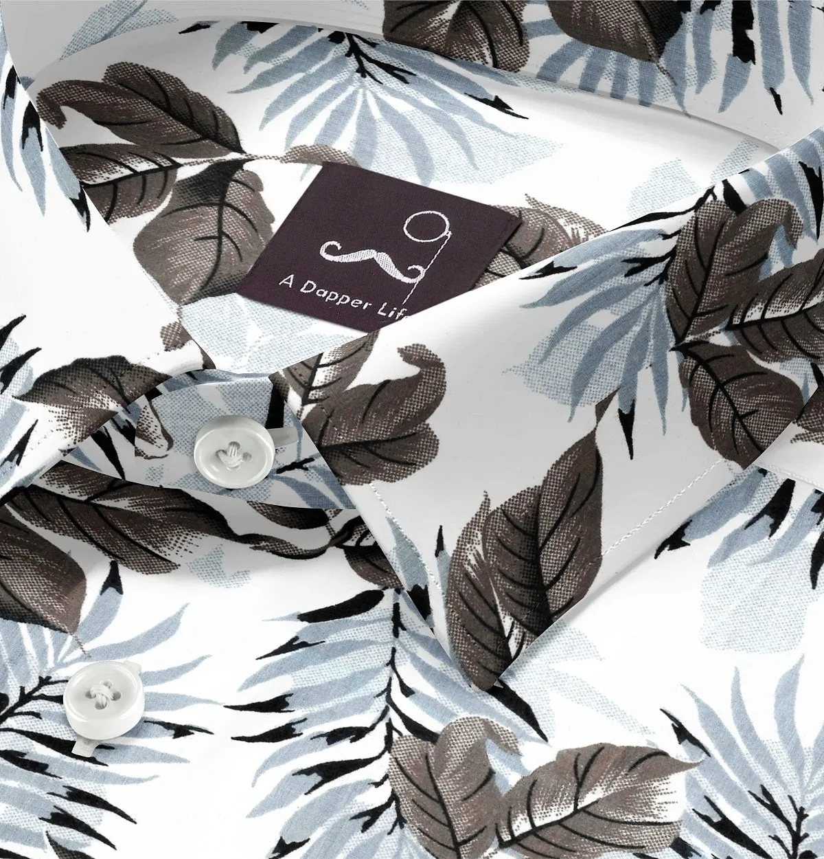 Pure Cotton - Semi-Spread Collar - Short Sleeve - Woodland Fern sold by Airthreads product image thumbnail 2