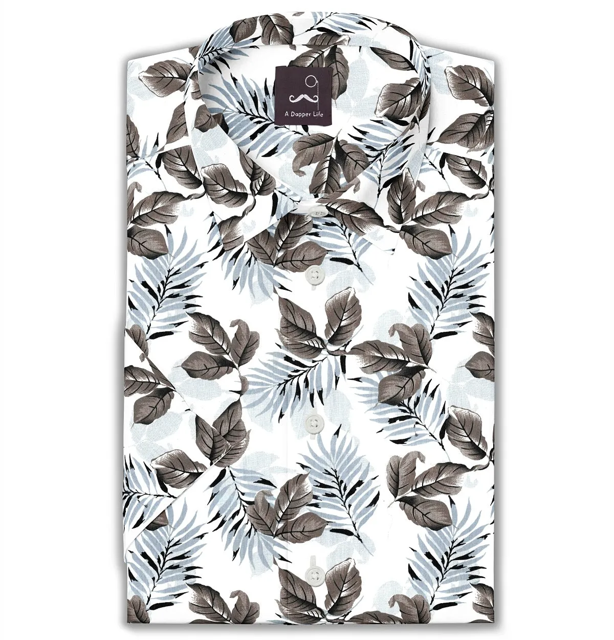 Pure Cotton - Semi-Spread Collar - Short Sleeve - Woodland Fern sold by Airthreads