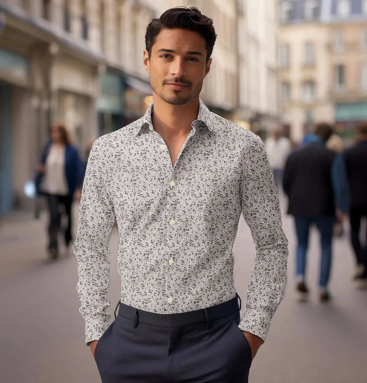 Pure Cotton - Semi-Spread Collar - Long Sleeve - Vintage Blossom sold by Airthreads product image thumbnail 4