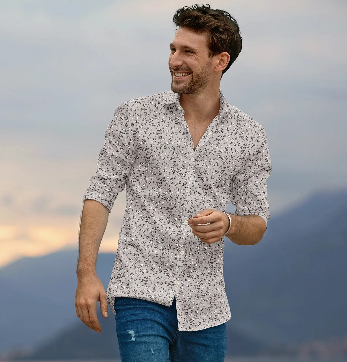 Pure Cotton - Semi-Spread Collar - Long Sleeve - Vintage Blossom sold by Airthreads product image thumbnail 3