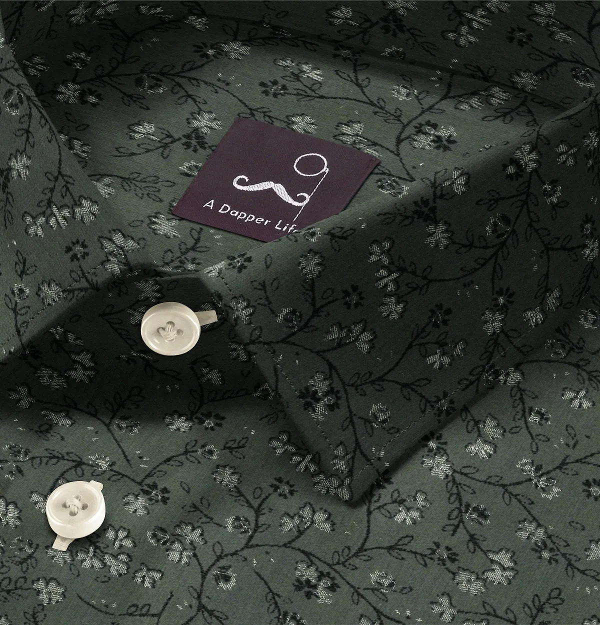 Pure Cotton - Semi-Spread Collar - Short Sleeve - Forest Vine sold by Airthreads product image thumbnail 2