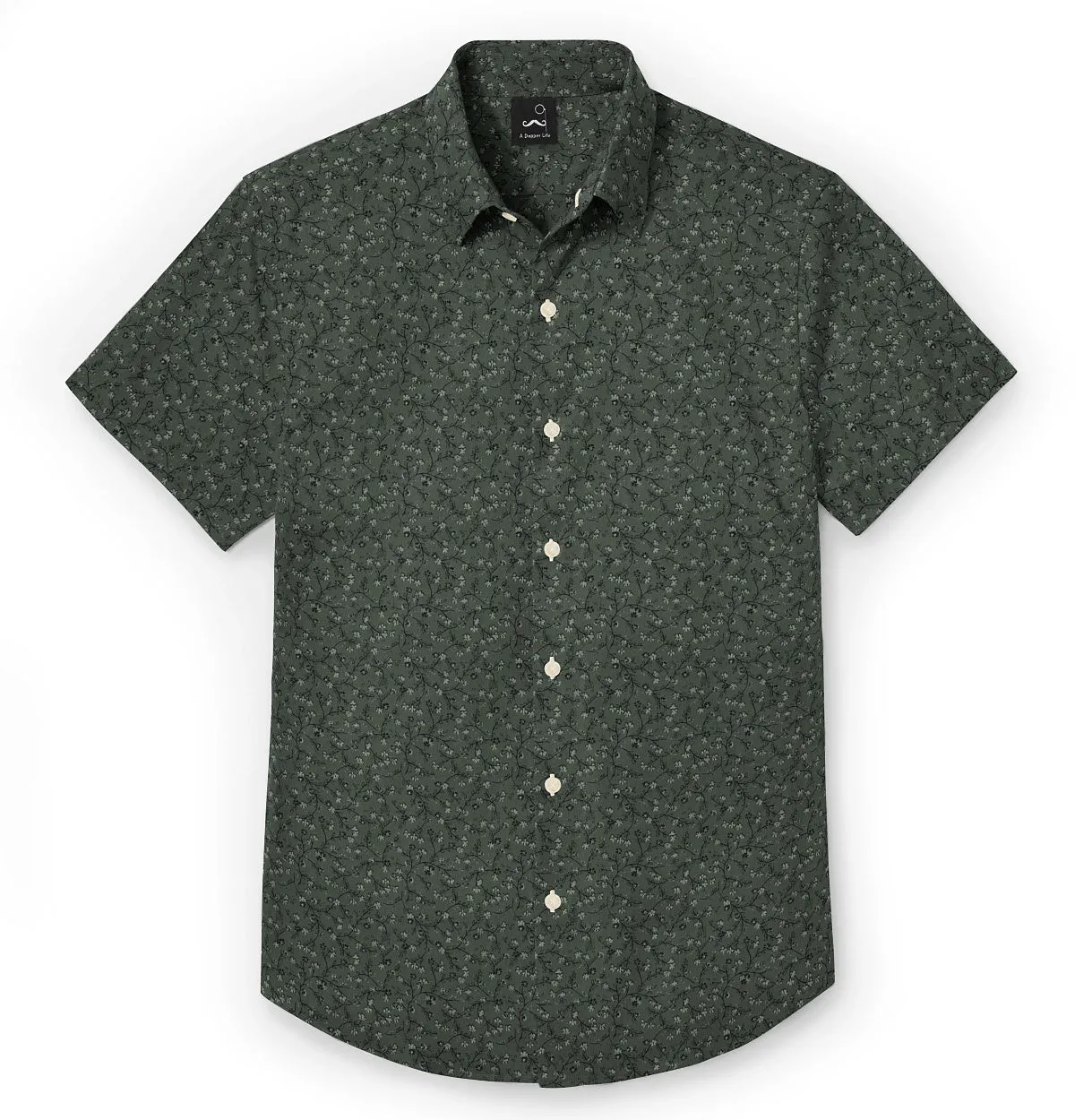 Pure Cotton - Semi-Spread Collar - Short Sleeve - Forest Vine sold by Airthreads product image thumbnail 3