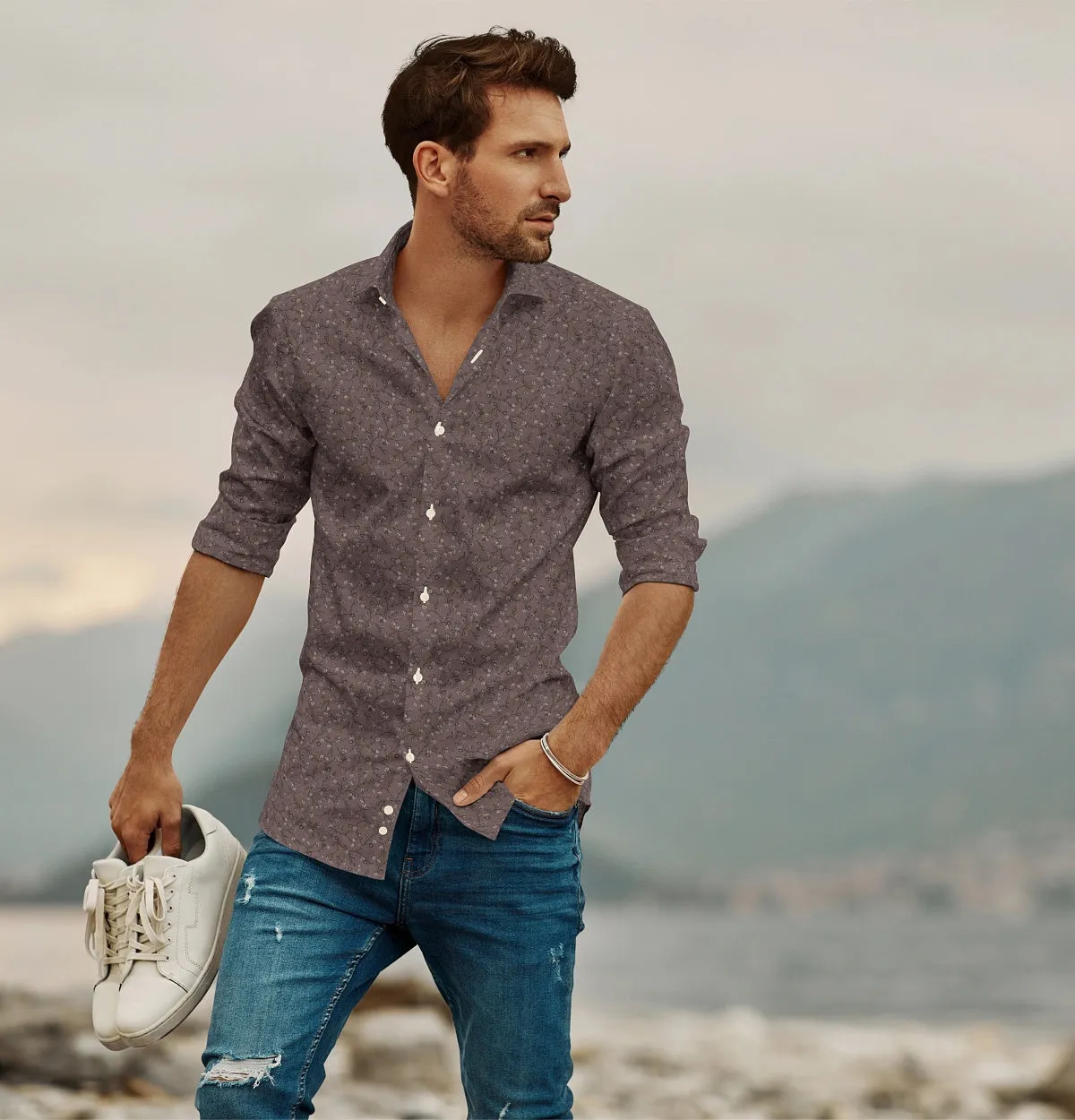 Pure Cotton - Semi-Spread Collar - Long Sleeve - Chestnut Vine sold by Airthreads product image thumbnail 4