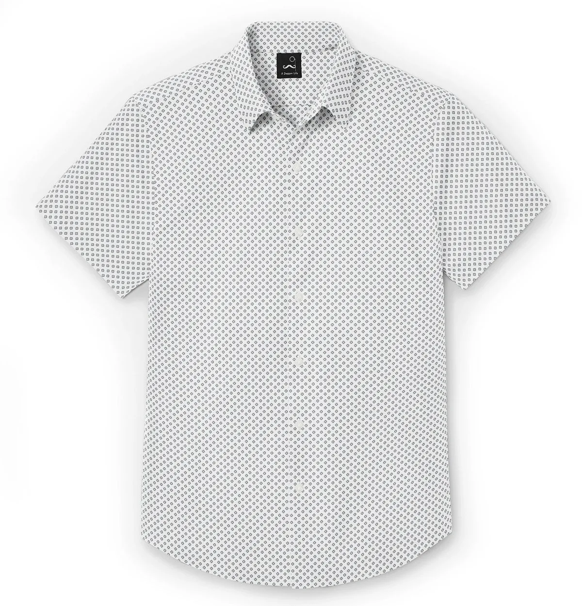 Pure Cotton - Semi-Spread Collar - Short Sleeve - White Flower Print sold by Airthreads product image thumbnail 3