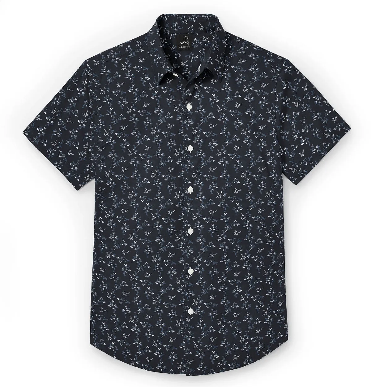 Pure Cotton - Semi-Spread Collar - Short Sleeve - Midnight Blossom sold by Airthreads product image thumbnail 2