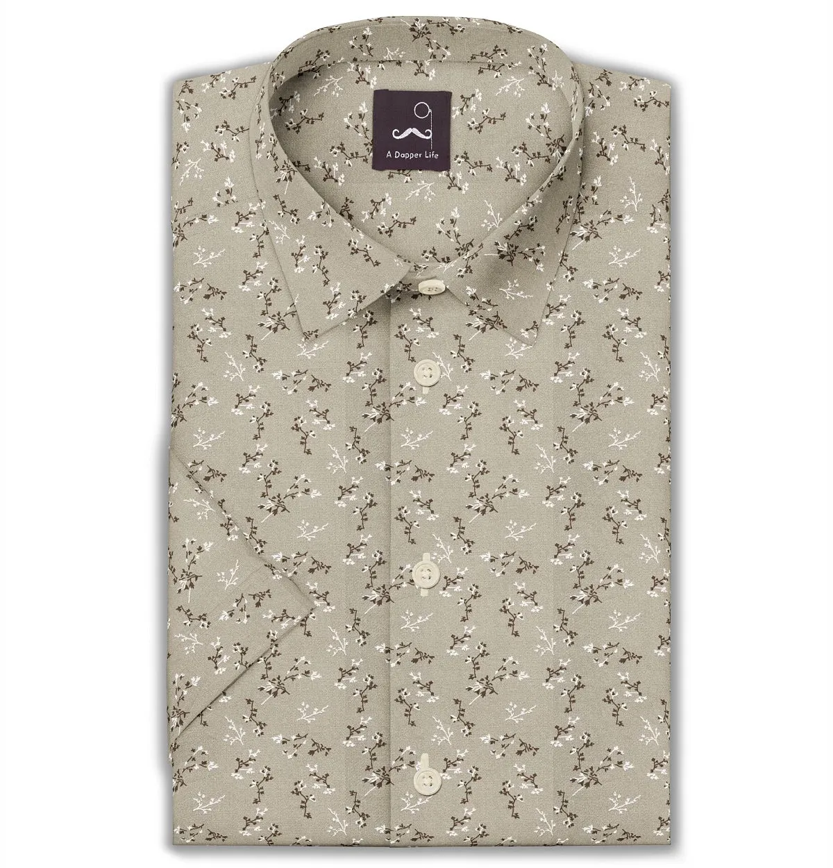 Pure Cotton - Semi-Spread Collar - Short Sleeve - Desert Blossom sold by Airthreads