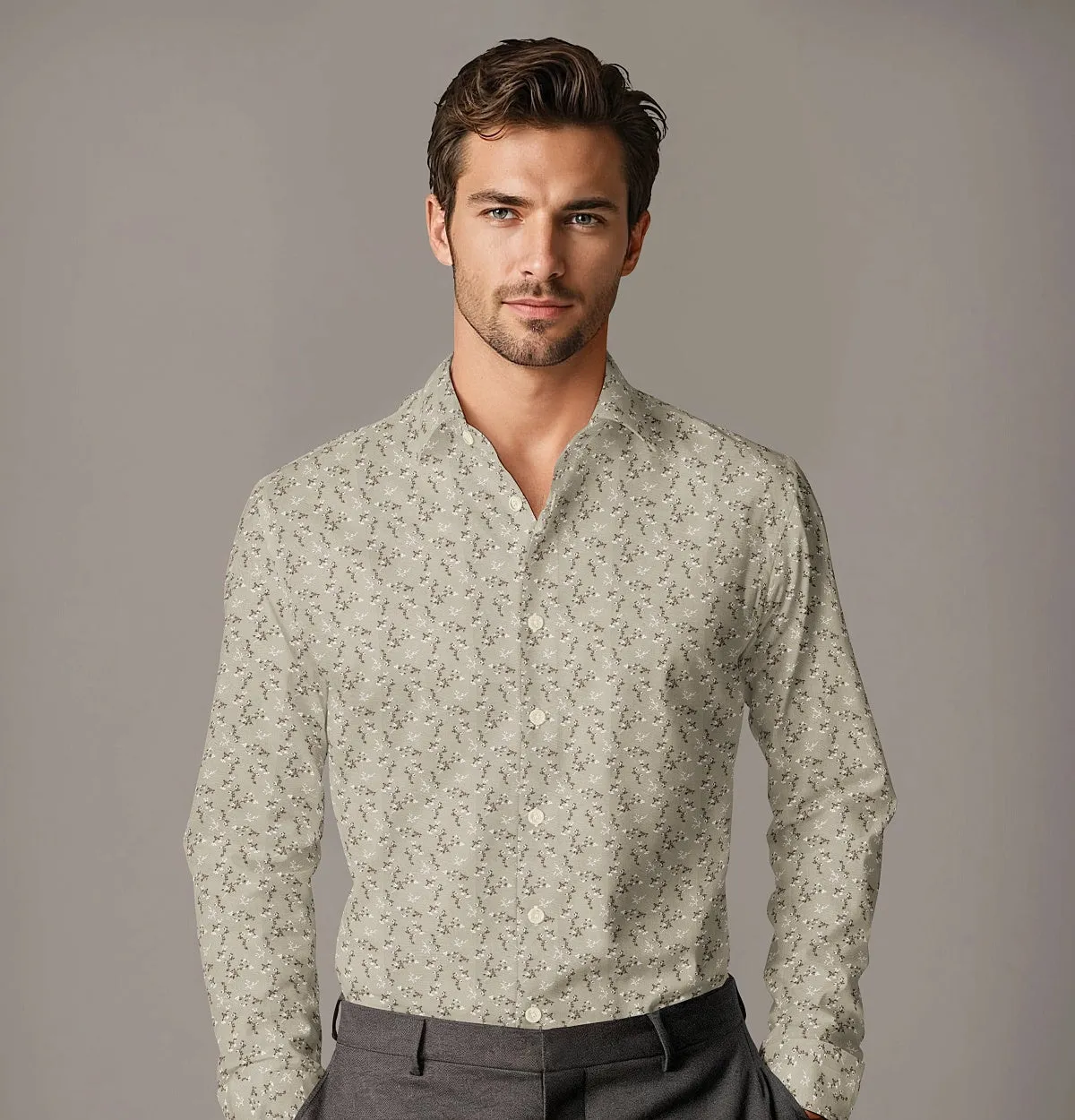 Pure Cotton - Semi-Spread Collar - Long Sleeve - Desert Blossom sold by Airthreads product image thumbnail 3